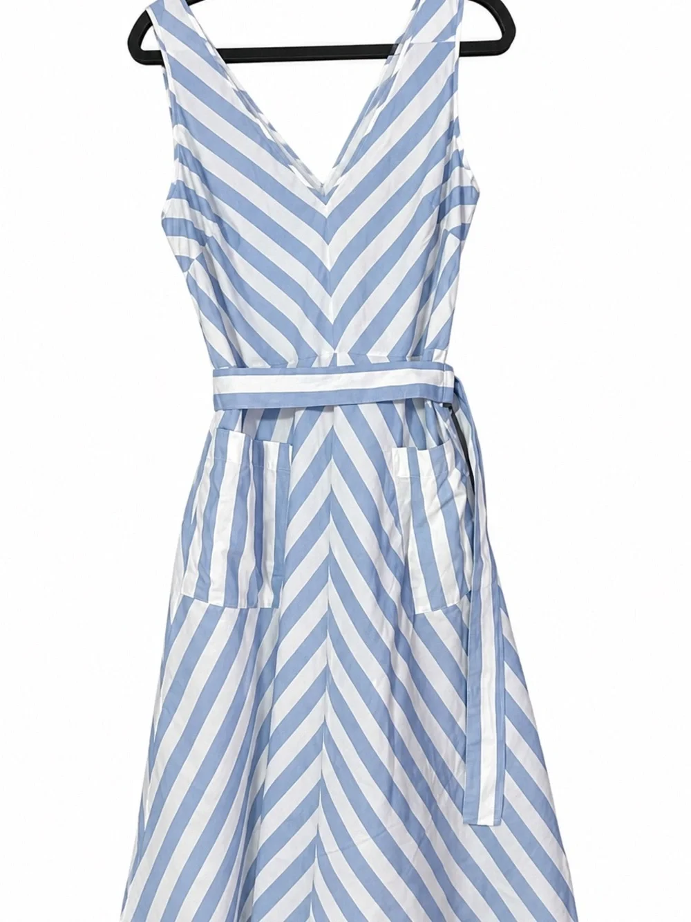kate spade Blue and White Striped V-Neck Midi Dress
